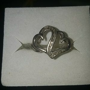Sterling silver diamond heart ring